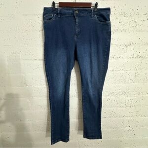 Woman Within Womens Plus Jeans 16W Blue Denim Cotton Blend Tapered AB16